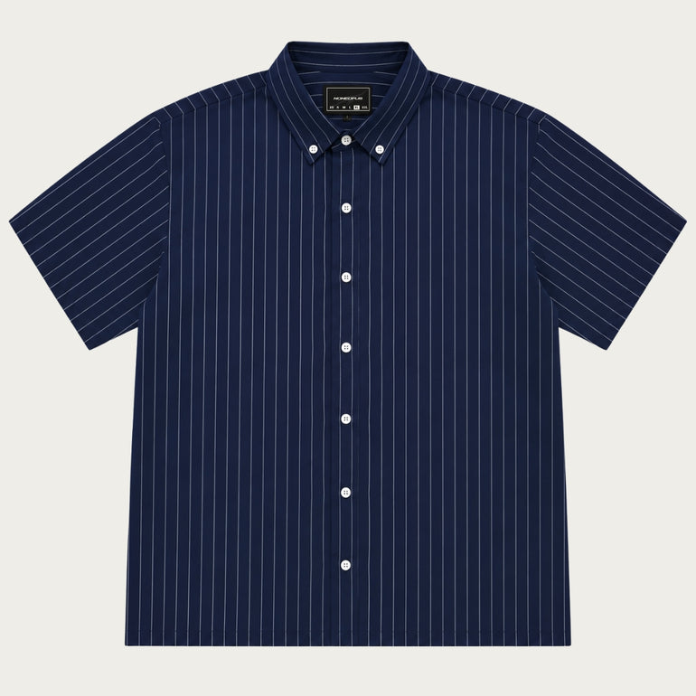 NAVY NEEDLESTRIPE SHIRT