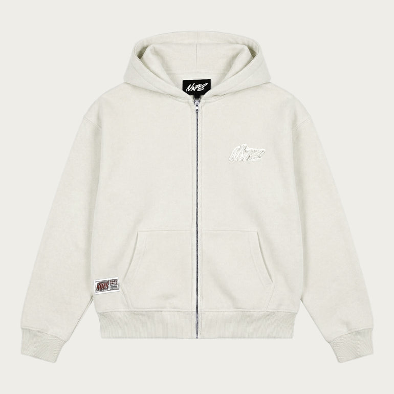 CREAM BASIC ZIP HOODIE