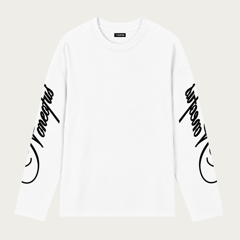 WHITE/BLACK SCRIPT LONGSLEEVE