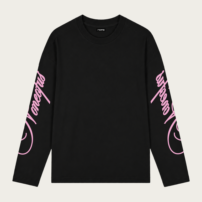 BLACK/PINK SCRIPT LONGSLEEVE