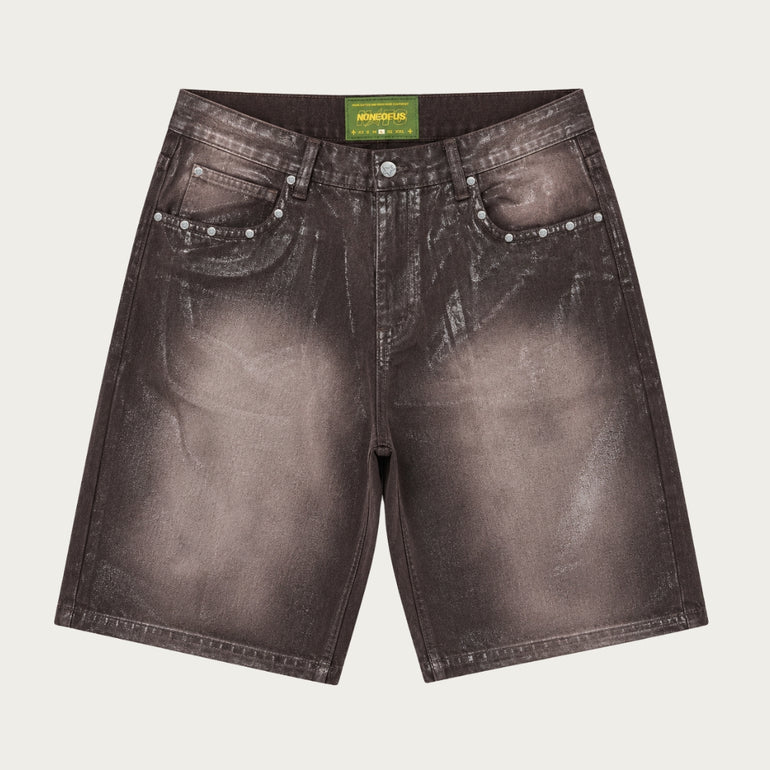 WASHED BROWN WAXED JORTS