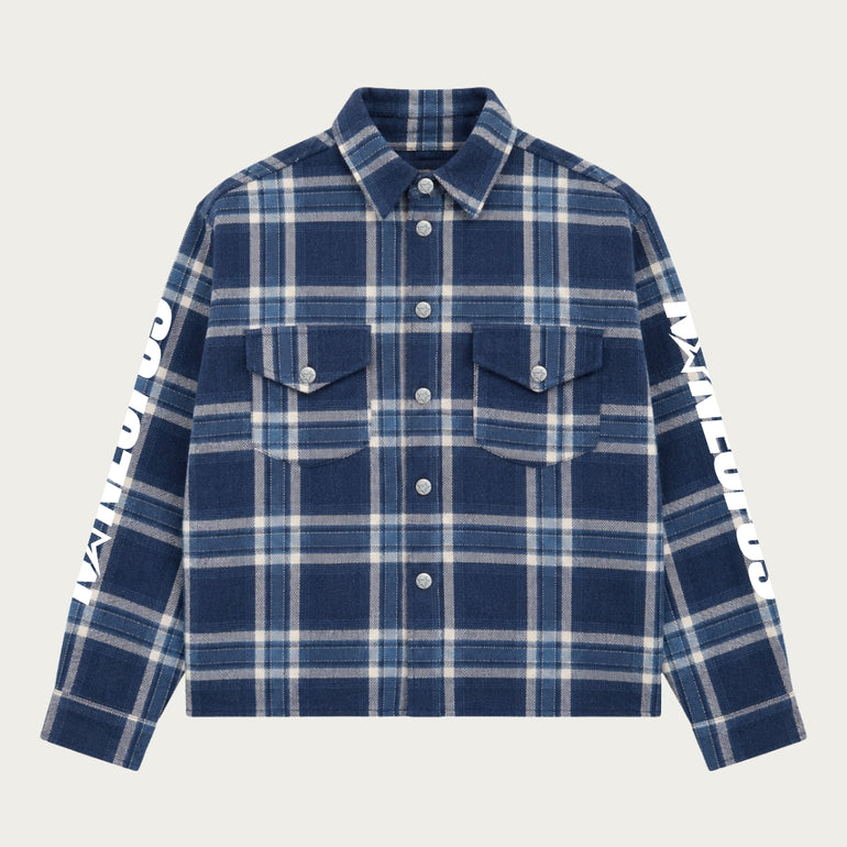 NAVY/WHITE FLANNEL SHIRT