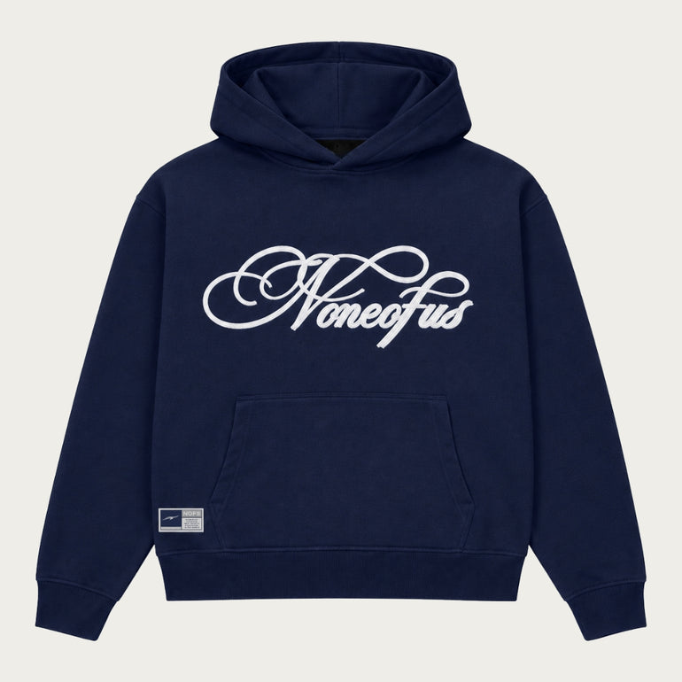 NAVY SCRIPT HOODIE