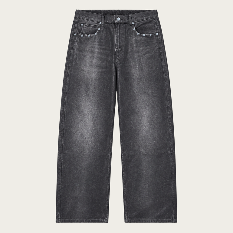 BLACK WASHED WAXED DENIM