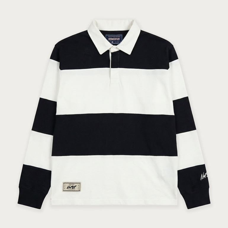 BLACK/OFFWHITE SLICE POLO LONGSLEEVE