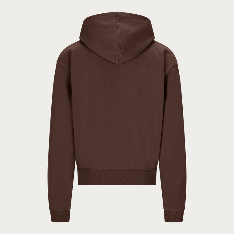 BROWN BASIC ZIP HOODIE