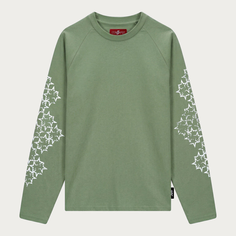OLIVE/WHITE STAR LONGSLEEVE