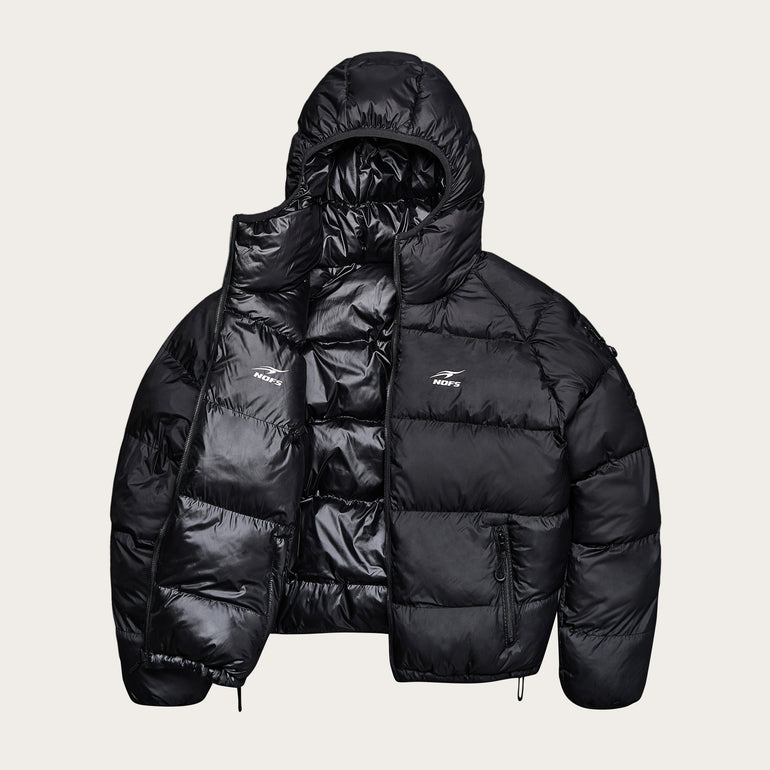 BLACK/SHINY BLACK REVERSIBLE PUFFER