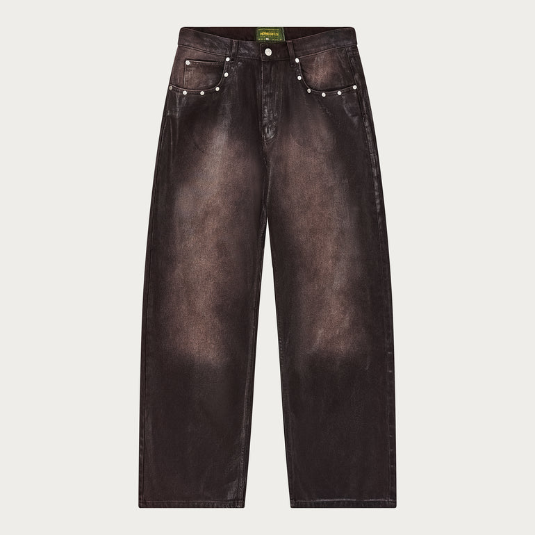 BROWN WAXED DENIM