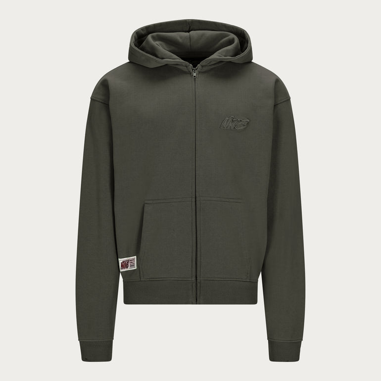 DARK OLIVE BASIC ZIP HOODIE