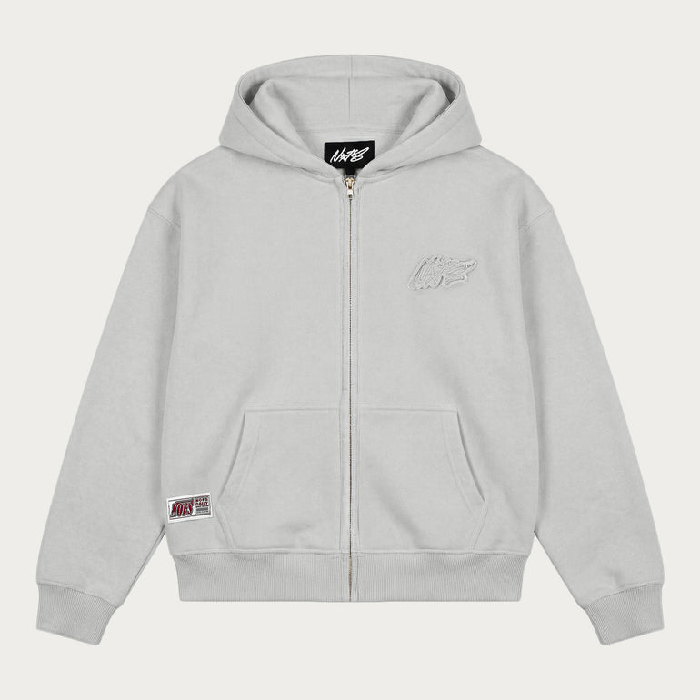 LIGHT GREY BASIC ZIP HOODIE