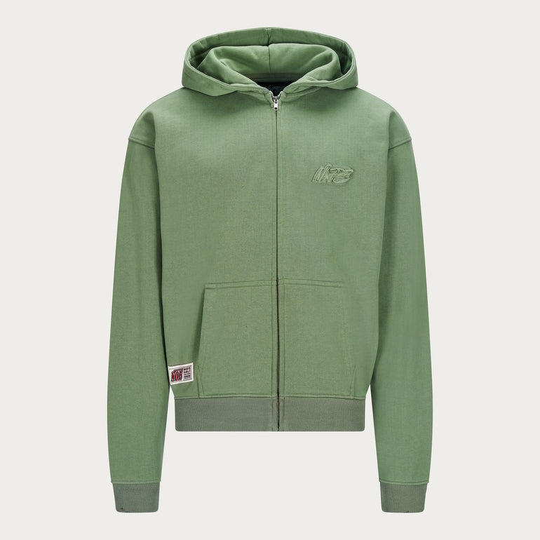 OLIVE BASIC ZIP HOODIE