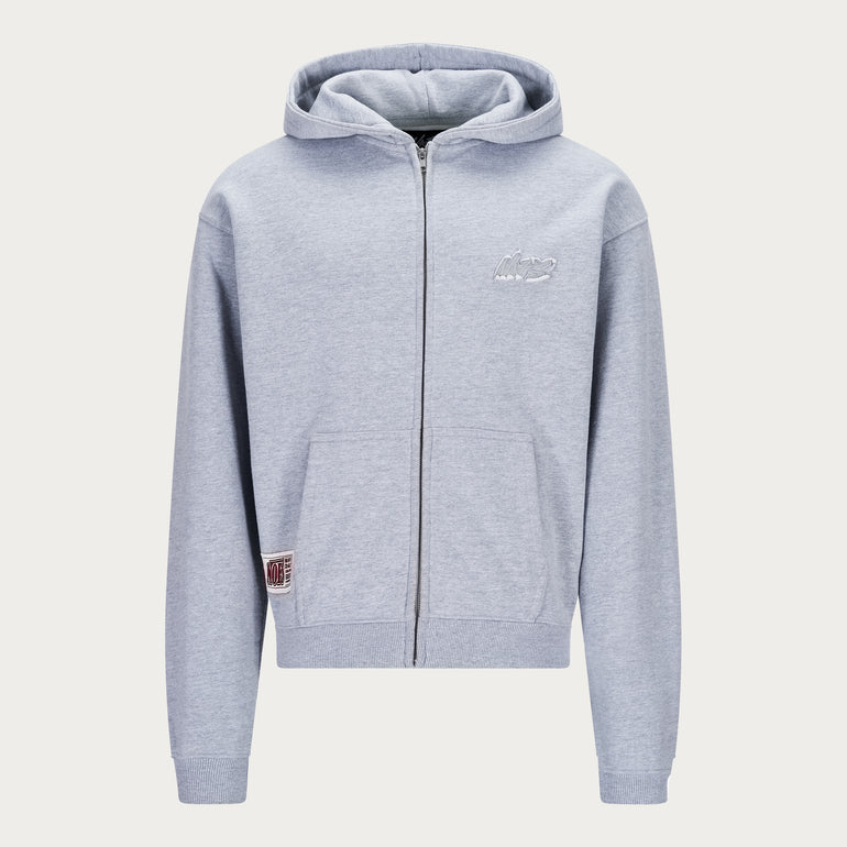 GREY BASIC ZIP HOODIE