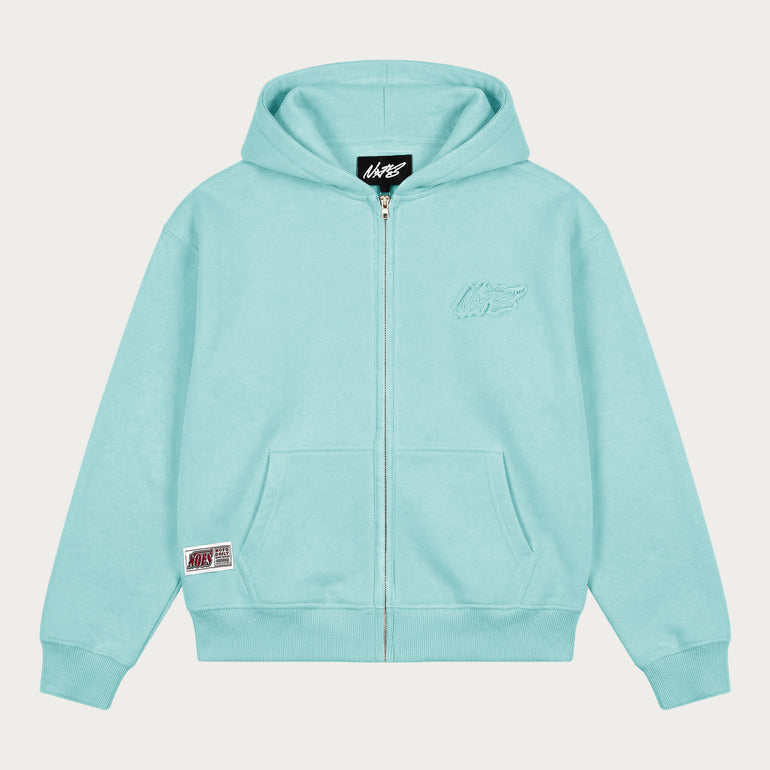 TURQUOISE BASIC ZIP HOODIE